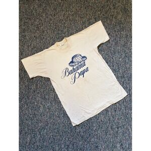 Vintage Single Stitch Bahama Papa Graphic T Shirt Beige Cotton Hat Print Size L